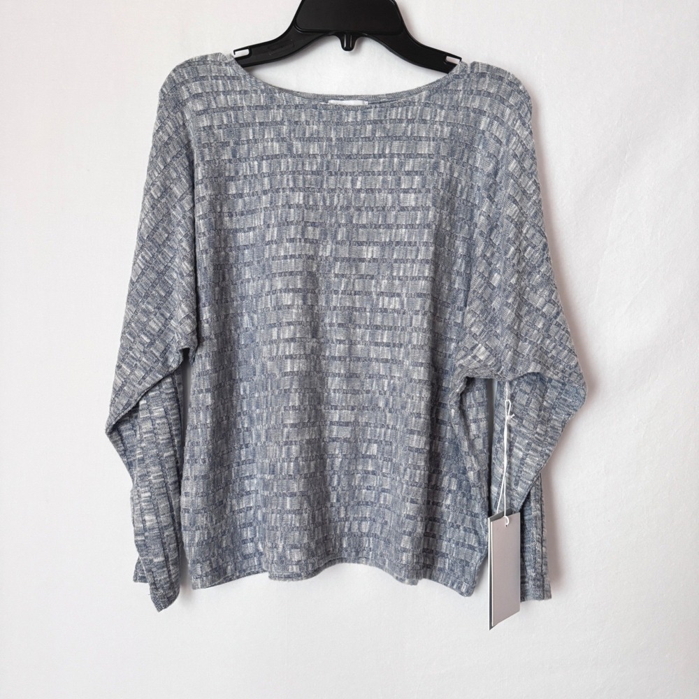Johnny Was Calme Dolman Sleeve Knit Sweatshirt Women XS Blue Textured Cozy Soft